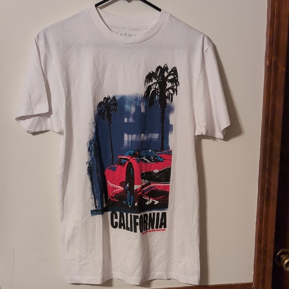 Karma White and Blue Short Sleeve Tee